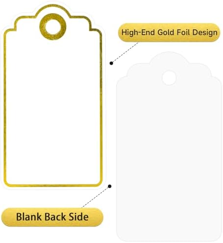 Anwyll Gift Tags with String - 100 Pcs Gold Foil Gift Tags for Presents - Image 2
