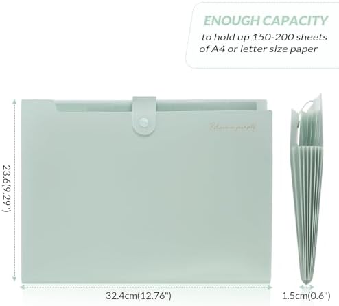 SKYDUE Expanding File Folder, Accordion File Organizer with 8 Pocket, Expandable Document Paper Receipt Holder for School Office Hospital, Letter/A4 Size Light Green - Image 4