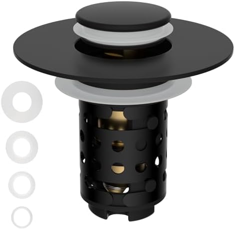 Universal Bathroom Sink Drain Stopper Hair Catcher, Matteblack by Greatcomfortathome
