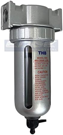 MID FLOW PARTICULATE FILTER/WATER TRAP FOR AIR COMPRESSOR COMPRESSED AIR LINES, 5u WITH POLY BOWL AND METAL BOWL GUARD (1/4" NPT) - Image 2