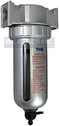 MID FLOW PARTICULATE FILTER/WATER TRAP FOR AIR COMPRESSOR COMPRESSED AIR LINES, 5u WITH POLY BOWL AND METAL BOWL GUARD (3/8" NPT) by THB