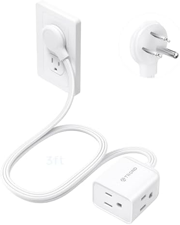 TROND Rightward Flat Plug Extension Cord Short 3ft for Tight Spaces, White by TRONDOfficial