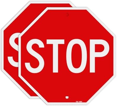 T&R (2 Pack) Stop Sign Street Road Sign 12 x 12 Inches, Rust Free .040 Aluminum Reflective, Weather Resistant, Waterproof, Fade Resistant, 2 Pre-drilled Holes by TR