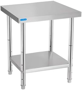 KUARBARR Stainless Steel Table for Prep & Work with Undershelf 18 x 24 Inches NSF Metal Commercial Kitchen Prep Table with Adjustable Under Shelf Worktable for Restaurant Home Outdoor by KUARBARR