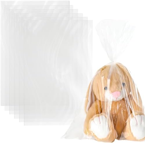 100 Pcs Large Clear Plastic Bags Poly Bags 1.1 Mil, 12" X 18" by Yeaqee