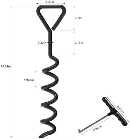 EURMAX USA 4-Pack Windproof Trampoline Stakes Anchor Kit-Steel Corkscrew Anchor,Heavy Duty Tie Down Kit with T-Hook&Reinforced Safety Straps,Secure Weatherproof Protection for Trampoline,Tent&Playset - Image 5