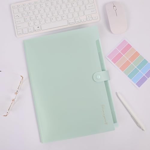 SKYDUE Expanding File Folder, Accordion File Organizer with 8 Pocket, Expandable Document Paper Receipt Holder for School Office Hospital, Letter/A4 Size Light Green - Image 7
