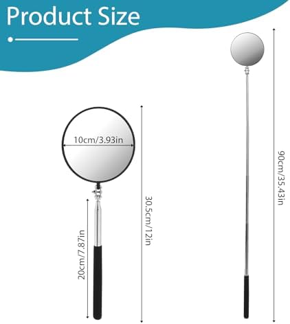 Telescoping Inspection Mirror, Circular Inspection Mirror, Flexible Inspection Mirror 360 Rotation with Extended Handle Round Inspection Mirrors for Checking Vehicle Condition(Dia-4 Inch) - Image 2