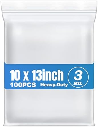 100Pcs 10"x13" Thick 3Mil Clear Reclosable Zip Seal Lock Plastic Poly Bags by Macoota