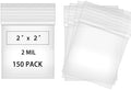 2" x 2" Clear Small Plastic Bags for Pills 2 Mil Thick 150 PCS Mini Zipper Storage Bags for Jewelry, Necklace, Coins by Fessary