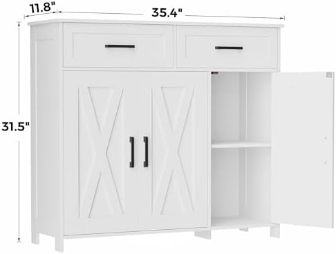 Homhedy Coffee Bar Storage Cabinet with Drawers, Kitchen Buffet Cabinet - Image 2