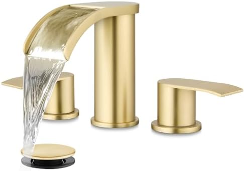 gotonovo Waterfall Bathroom Faucet 3 Hole Round Body,Brushed Gold by HOME