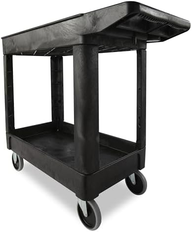 Rubbermaid Commercial Products 2-Shelf Utility/Service Cart, Small, Lipped Shelves, Storage Handle, 500 lbs. Capacity, for Warehouse/Garage/Cleaning/Manufacturing - Image 6
