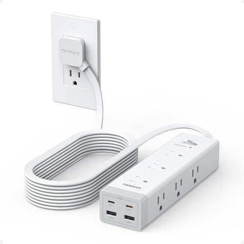 TESSAN Surge Protector Power Strip with 1050J Protection, 15 Ft, Grey by TESSAN