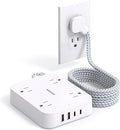 10 Ft Extension Cord, Flat Power Strip with 4 Outlets 4 USB Ports (2 USB C) by HANYCONY