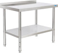 KUARBARR Stainless Steel Table for Prep & Work with Backsplash 24 x 36 Inches NSF Metal Commercial Kitchen Adjustable Under Shelf Worktable for Restaurant Home Outdoor by KUARBARR
