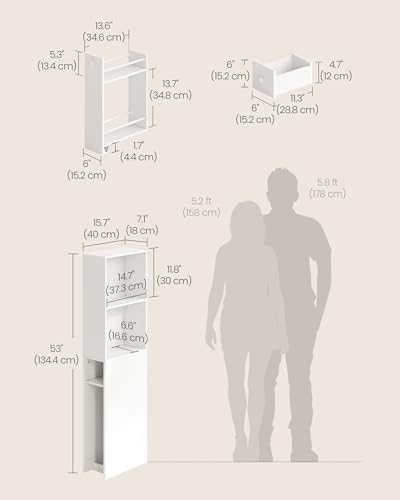 VASAGLE Slim Bathroom Storage Cabinet, Narrow Freestanding, with Drawers - Image 3