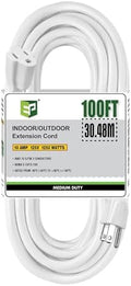 EP 100 FT Outdoor Extension Cord, 16/3 SJTW Heavy Duty White, ETL Listed by ENERGYPRO
