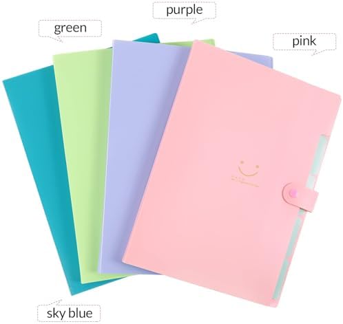 SKYDUE 4 Packs Expanding File Folder with 32 Labels,5 Pockets A4 Letter Size Accordion Folder Paper Organizer for School and Office - Image 2