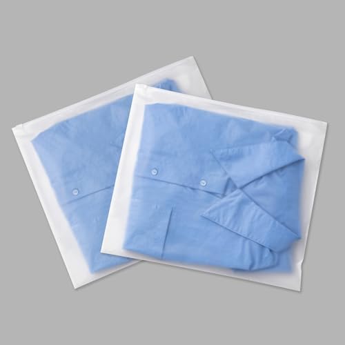 14x12 Inch Frosted Zipper Bags for Clothes 25pcs No Vent Holes by Motomy