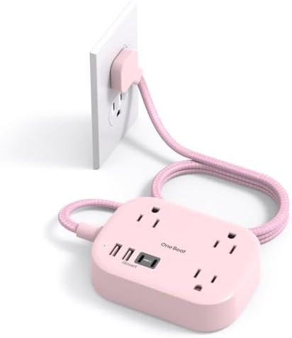 Cruise Essentials 2026,One Beat Travel Power Strip with USB C,Flat Plug 6ft by OneBeat