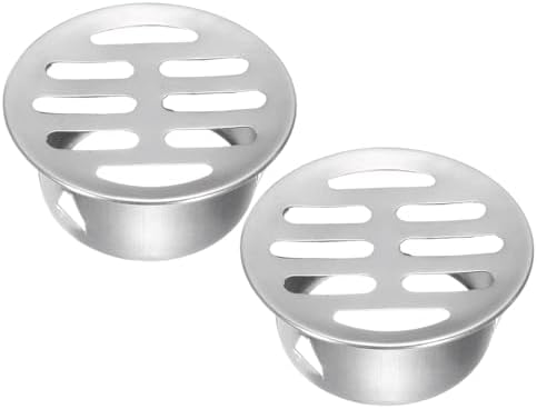PATIKIL Floor Drain Cover 2.2" x 1.7" (50 Flat Mouth), 2 Pcs 304 Stainless Steel Round Anti Blocking Snap-in Drain Strainers for Outdoor Bathroom Kitchen Washroom Landscaped, Silver by PATIKIL