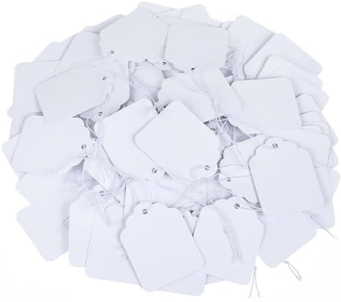 200 Pcs Price Tags with Elastic String 1.38×1.8 Inch White Gift Tags by Prudiut