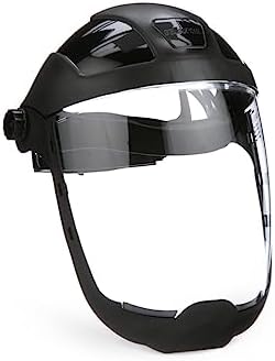 Sellstrom DP4 Face Shield - Lightweight Mask with High Impact Chin Guard, Crown & Ratchet Headgear for Work, Grinding, Cutting - ANSI Z87.1 - Anti Fog Polycarbonate Window by Sellstrom
