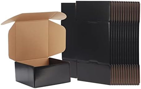 EXYGLO Shipping Cardboard Boxes for Small Business, Packing and Mailing, 8x8x4 - Pack of 25, Black by EXYGLO