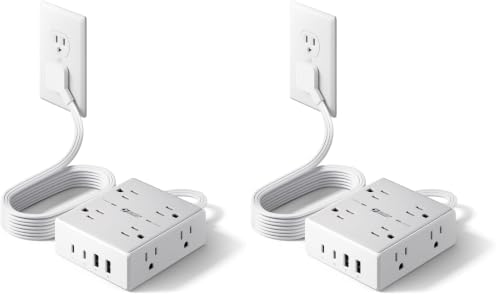 SUPERDANNY Extension Cord,Flat Plug Surge Protector Power Strip,6Ft (Pack of 2) by SUPERDANNY