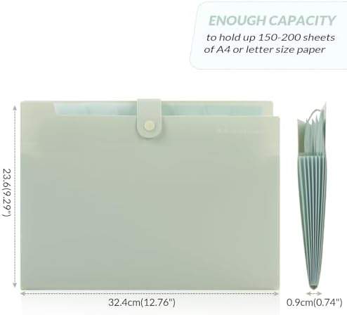SKYDUE Expanding File Organizer with 8 Pockets, Accordion File Folders with Labels, Portable Document Paper Bill Receipt Organizer, Home College School Office Supplies, Letter Size,Light Green - Image 3