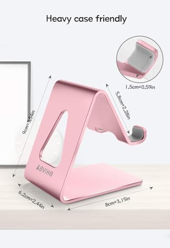 Aoviho Cell Phone Stand for Desk, Aluminum Phone Holder,Pink - Image 6