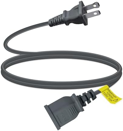 7FT Short Indoor Power Extension Cord, Gray,1250W 10A 2 Prong (1 Pack) by UVTaoYuan