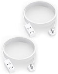 Flat Plug Extension Cord 2-Packs 12Ft White - 2-Prong Power Strip with 3 Polarized Outlets & Tamper Guard, 16/2 AWG 13A/1625W by LitStar
