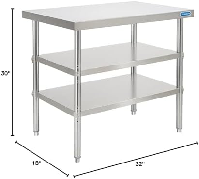 KUARBARR Stainless Steel Table Commercial Stainless Steel Prep Table 18 x 30 Inch, NSF Metal Commercial SS Kitchen Prep Worktable for Restaurant Kitchen Garage Warehouse - Image 3