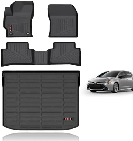 KELCSEECS® Floor Mats & Cargo Liner(Standard Cargo Space) for 2026 2025 2024 2023 2022 2021 2020 2019 Toyota Corolla Hatchback Car Mats Trunk Mat Corolla Hatchback Floor Mats Accessories Black by KELCSEECS