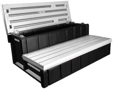 Confer Plastics Two Tier 36" Wide Storage Hot Tub Step: Durable, Multi-Functional, Non-Skid Spa Steps, Easy Installation, Sturdy, Long Lasting Upgrade to Your Space. Proudly Made in USA. - Grey by ConferPlasticsInc