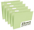 25-Pack Green Hanging File Folders, Letter Size (8.5" x 11") with 1/5-Cut Tabs,Includes 35 Transparent Label Cards & 50 Sticker Labels for Home & Office Organization by Jowaia