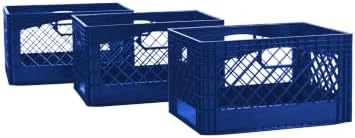 Plastic 24-Quart Rectangle Milk Crate Storage with Handles, 3-Pack by FactoryDirectPartners