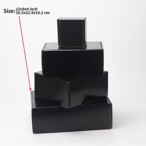 EXYGLO Shipping Cardboard Boxes for Small Business, Packing and Mailing, 12x9x4 - Pack of 20, Black - Image 3