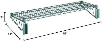 14" x 48" Wire Green Epoxy Wall Mount Shelf, Commercial Fixed Wall Mount Rack, NSF, Metal Floating Shelving for Kitchen, Stock Rooms, Home and Hotel - Image 3