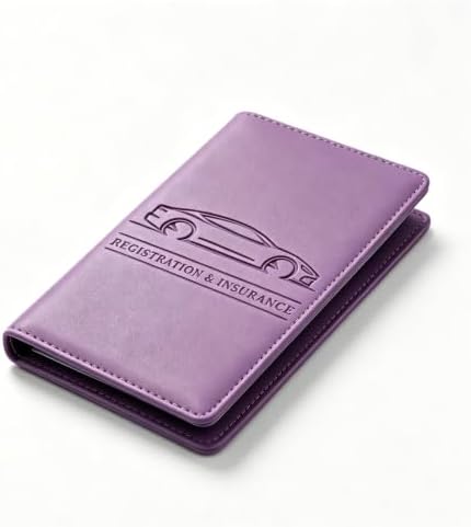 Car Registration and Insurance Holder, Vehicle Document Organizer with Secure Magnetic Closure, Automotive Glove Box Organizer for License, Cards & Essential Paperwork (Purple, 1PCS) by Unknown