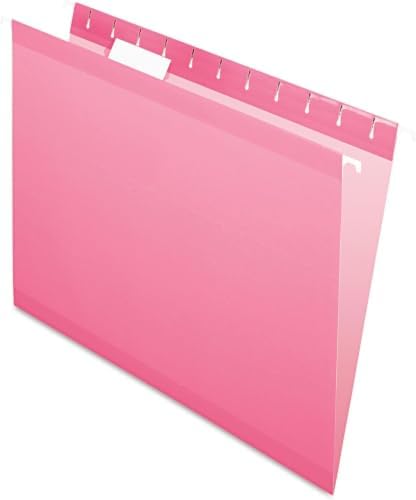 Pendaflex Reinforced Hanging File Folders, Letter Size, Pink, 1/5 Cut, 25/BX (4152 1/5 PIN) (Pack of 10) by TOPSProducts