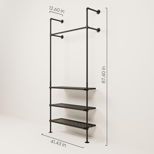 pamo Wall Mounted Clothing Rack with Metal Sheves – 41" W × 87" H, 309 lbs - Image 2