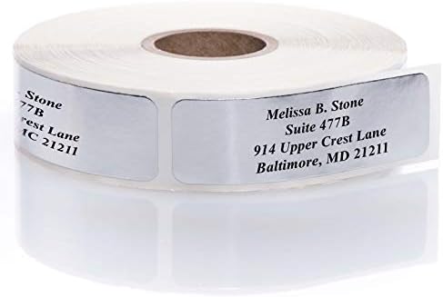 Silver Foil Personalized Return Address Labels Without Dispenser - Roll of 250 Custom Stickers by ArtisticDirect