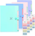 SKYDUE Expanding File Folders with 5 Pockets, Accordion File Organizer with 32 Labels, Portable Document Paper Organizer, Filing Folders, Letter / A4 Size, Pack of 4 by SKYDUE