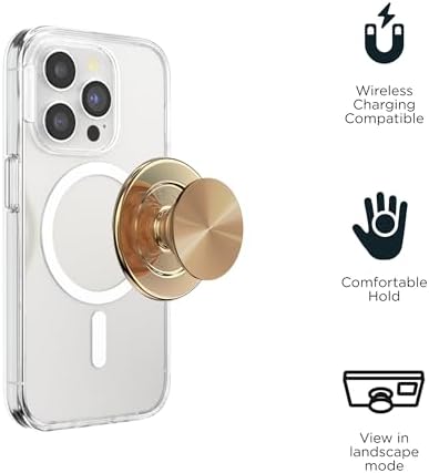 PopSockets Phone Grip for MagSafe, Magnetic Holder- Alum Radial Gold - Image 4