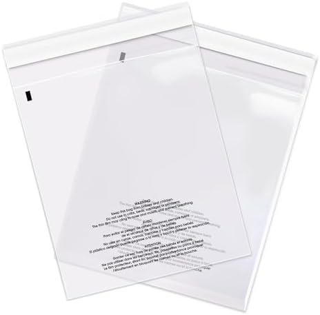 5” X 7” (1000 Count) Self Seal Clear Poly Bags with Suffocation Warning - Image 2