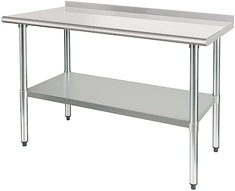HARDURA Stainless Steel Prep & Work Table 24 x 48 Inches Backsplash by HARDURA