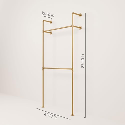 pamo Industrial Clothing Rack Wall Mounted Gold – 41" W × 87" H, 441 lbs - Image 2